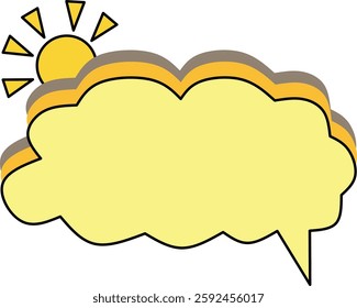 Cloud with sun speech bubble icon