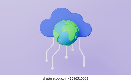 Cloud symbol, global data sharing, online database, transfer data information