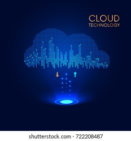 Cloud Technology. Download And Upload Data In Cloud Storage. Blockchain. Technology Background, 