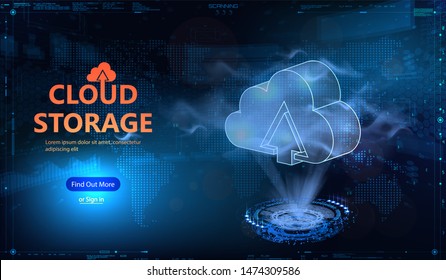 Creative Background Image Hologram Cloud Blue Stock Illustration ...