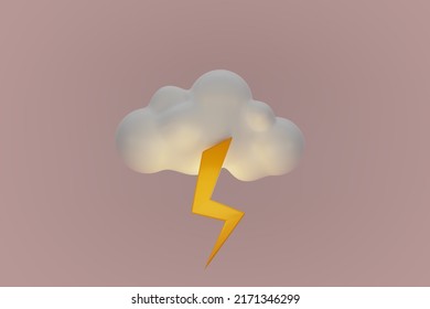 A Cloud and thunderbolt with lightning. Thunder cloud weather icon. 3d render illustration