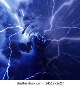 Cloud Whirlpool Intense Lightning Storm Concept Stock Illustration ...