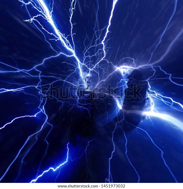 Cloud Whirlpool Intense Lightning Storm Concept Stock Illustration ...