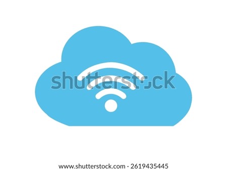 Cloud wifi network icon. Wireless connection symbol, depicts cloud computing, internet access, data storage, and network technology.