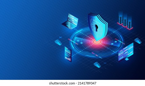 Cloud-based Cybersecurity Solutions - Secure Corporate and Institutional Networks - Endpoint Protection - Security Service Edge and Secure Access Service Edge - 3D Illustration	