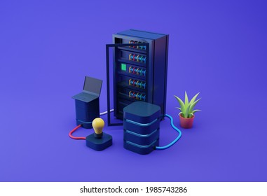 Cloude Server Illustration, 3d Rendering Isolated Background