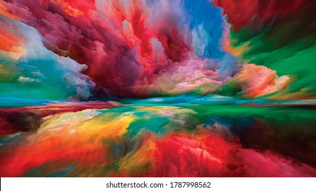 Clouds of Afterlife. Escape to Reality series. Design made of surreal sunset sunrise colors and textures to serve as backdrop for projects on landscape painting, imagination, creativity and art