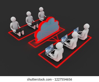 clouds computing concept. 3d illustration