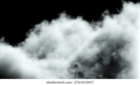 Clouds floating in a dark sky during the evening. clouds cover parts of the sky as night begins to take over. They appear dense and fluffy from below. 3d render.