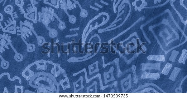 Clouds Flowers Embroidery Indigo Indian Background Stock Illustration 1470539735