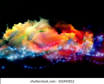 Clouds Of Fractal Foam And Abstract Lights Arrangement Suitable As A Backdrop In Projects On Art, Spirituality, Painting, Music , Visual Effects And Creative Technologies