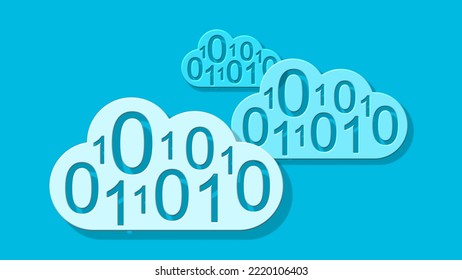 Clouds illustration with digits inside. An abstract drawing simulating data storage on the internet.