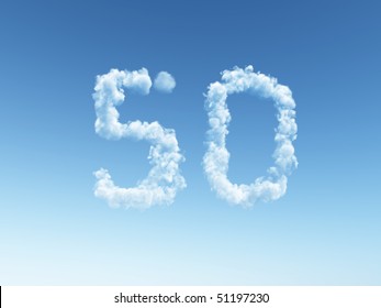 clouds makes the shape of number fifty - 3d illustration