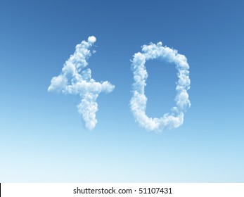 clouds makes the shape of number forty - 3d illustration