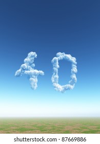 clouds makes the shape of number forty - 3d illustration