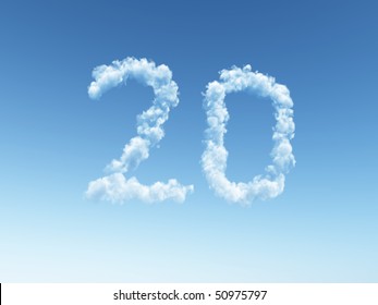 Clouds Makes The Shape Of Number Twenty - 3d Illustration