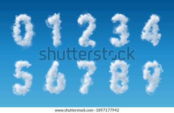 clouds numbers, creative alphabet, graphic design,\
clouds in a Blue\
sky