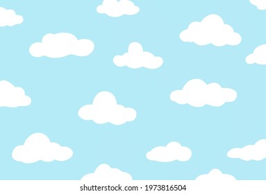 Clouds seamless pattern ,hand drawn. Blue sky background. Cartoon style clouds. - Shutterstock ID 1973816504