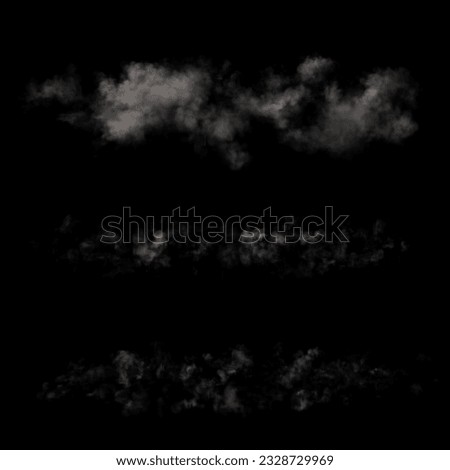 Clouds set isolated on transparent background. White cloudiness, mist or smog background. 3d render