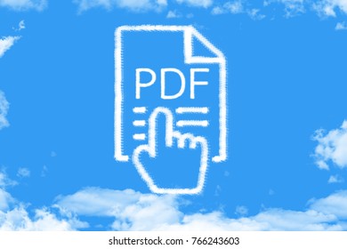 Clouds shaped pdf file on blue sky