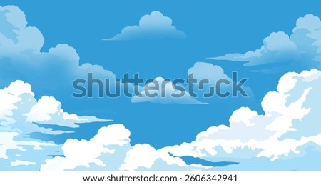 Clouds and sky Background. Blue sky background with white clouds. Watercolor vector illustration of blue sky and clouds
