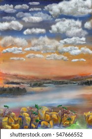 Clouds in tranquil landscape
