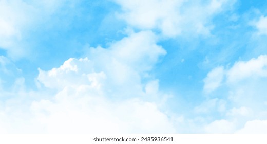 Cloudscape - Blue sky and white clouds, Horizontal view image