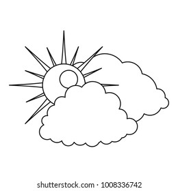 Sun Behind Cloud Drawn By One Stock Vector (Royalty Free) 1088535596