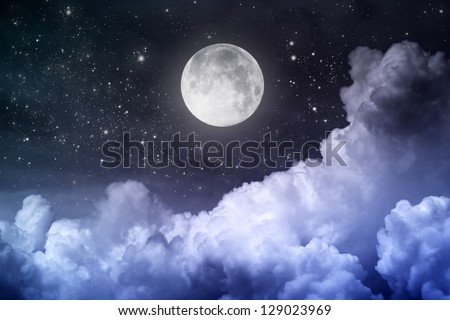 Royalty Free Stock Illustration Of Cloudy Night Sky Moon Star Stock