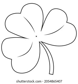 Clover Leaf Black Outline Shamrock. Isolated On A White Background, Design Element, Flat Illustration