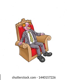 Clown Sits Chair White Background Illustration Stock Illustration