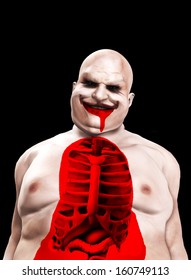 Clown With A Split Open Stomach.