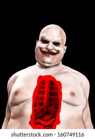 Clown With A Split Open Stomach.