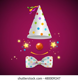 Clown Symbol Background for Card and Poster. Ready for Your Holiday. illustration - Powered by Shutterstock