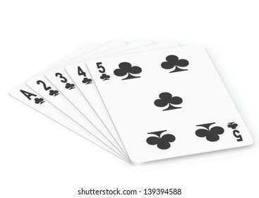 Royal Flush Clubs Against White Background Stock Vector (royalty Free 