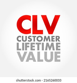 CLV Customer Lifetime Value - prognostication of the net profit contributed to the whole future relationship with a customer, text concept for presentations and reports