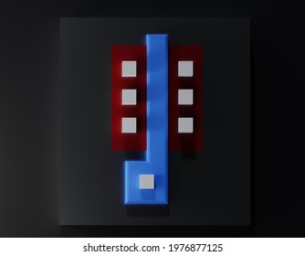 CMOS Field Effect Transistor. Simulation Of Semiconductor Transistor Layout On The Surface Of The Silicon Wafer. 3D Rendering. 