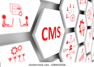 CMS Concept Cell Blurred Background 3d Illustration