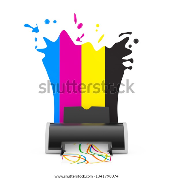 Cmyk Colors Behind Digital Inkjet Printer Stock Illustration 1341798074 ...