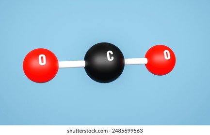 CO2 carbon dioxide molecule as model, chemical bond. Carbon and oxygen compound. 3D illustration - Powered by Shutterstock