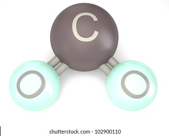 Co2 Molecule Model On The White Background