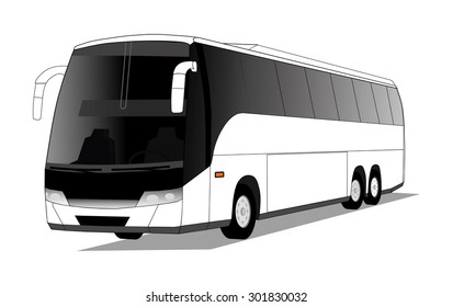 Illustration White Coach Bus Stock Vector (royalty Free) 240548521 