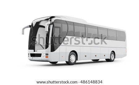 Coach Bus 3D Rendering Isolated on White