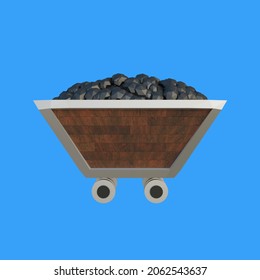 Coal Mine Cart Wood Texture 3D Object