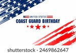 Coast Guard birthday.Design with american flag and patriotic stars, card, banner, vektor background design