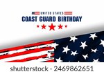 Coast Guard birthday.Design with american flag and patriotic stars, card, banner, vektor background design