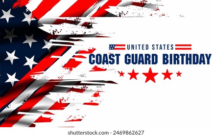 Coast Guard birthday.Design with american flag and patriotic stars, card, banner, vektor background design - Powered by Shutterstock