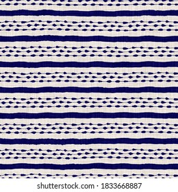 Coastal Blue Sailor Stripe On Tan Linen Texture Background. Irregular Hand Drawn Diagonal Line Seamless Pattern. Summer Nautical Living Home Decor Tile Swatch. Preppy Striped Textile Backdrop. 
