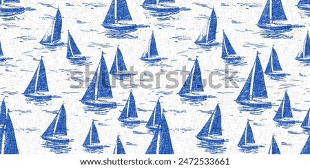 Similar – Image, Stock Photo stylized sailboat with white sails on blue background / handicraft work