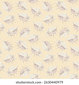 Coastal white seashell seamless